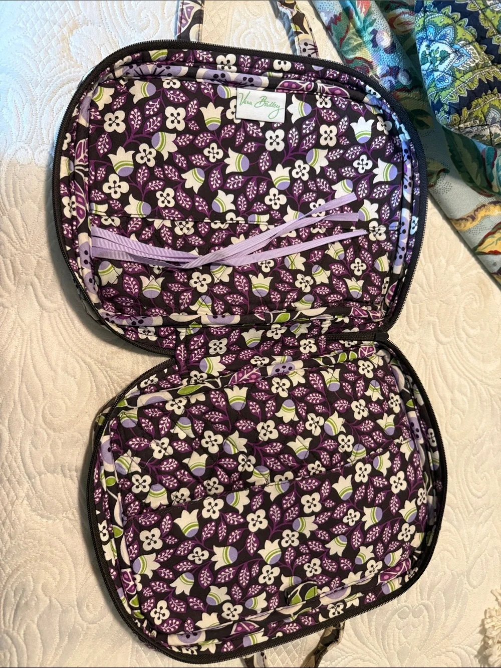 Vera Bradley Purple, Brown & Green Floral Quilted bible cover
